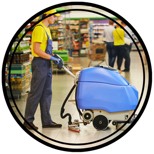 professional floor care at a grocery store