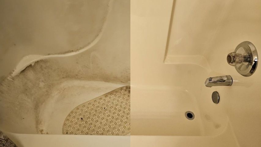 before and after of bathtub clean