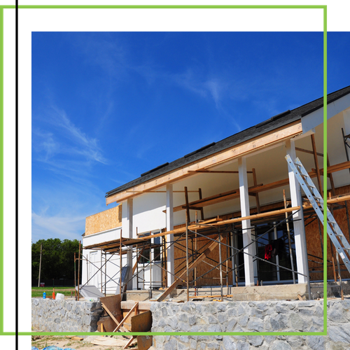 exterior of a house having an extension added exterior of a house having an extension added