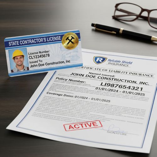 Insurance and license. Insurance and license.
