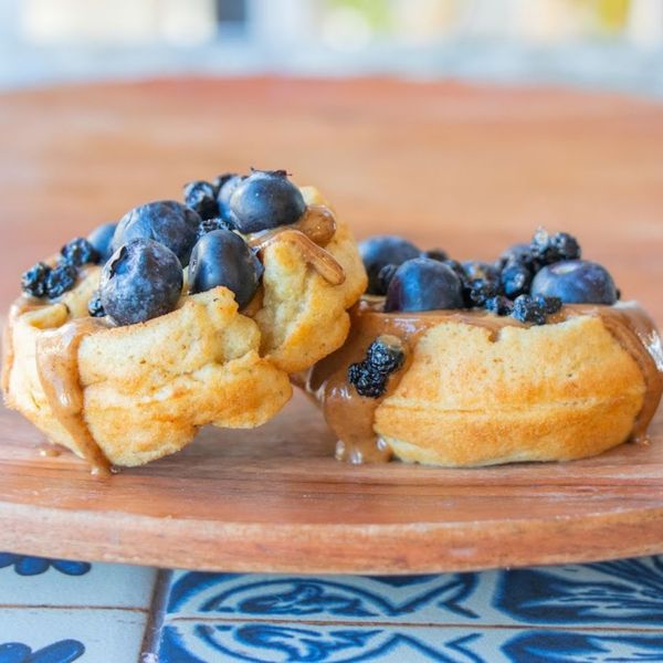 mini waffle with blueberries