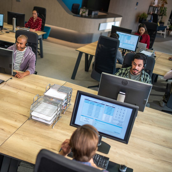 employees on computers