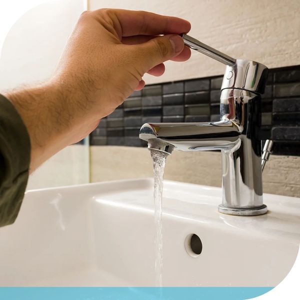clean water coming out of faucet