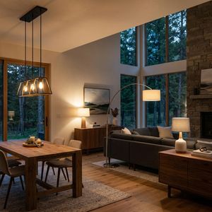 Living Room of Montana Home Showcasing Pendant Lights Living Room of Montana Home Showcasing Pendant Lights