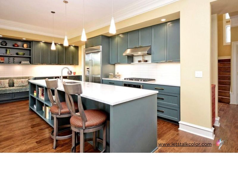 Mediteranean Teal cabinets