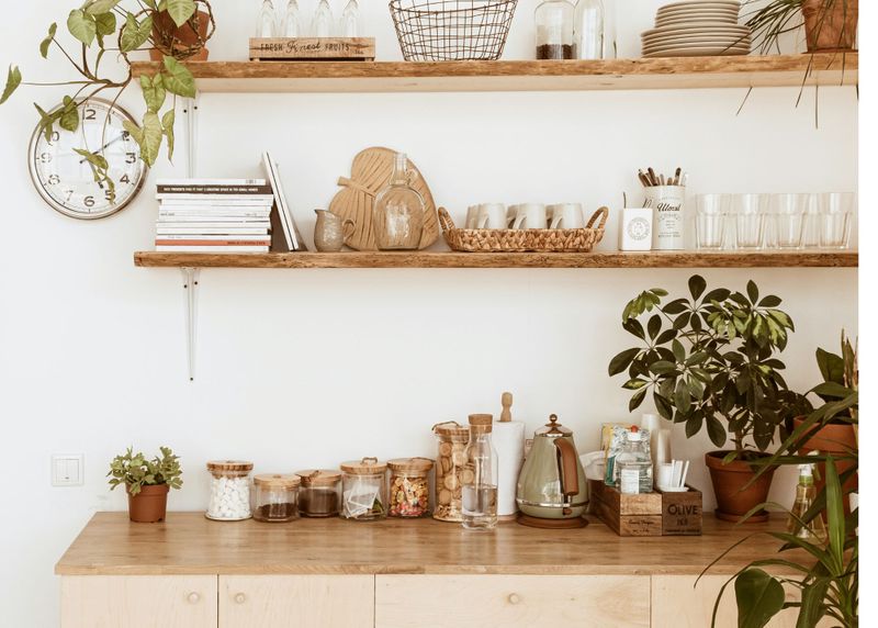 Open kitchen shelving