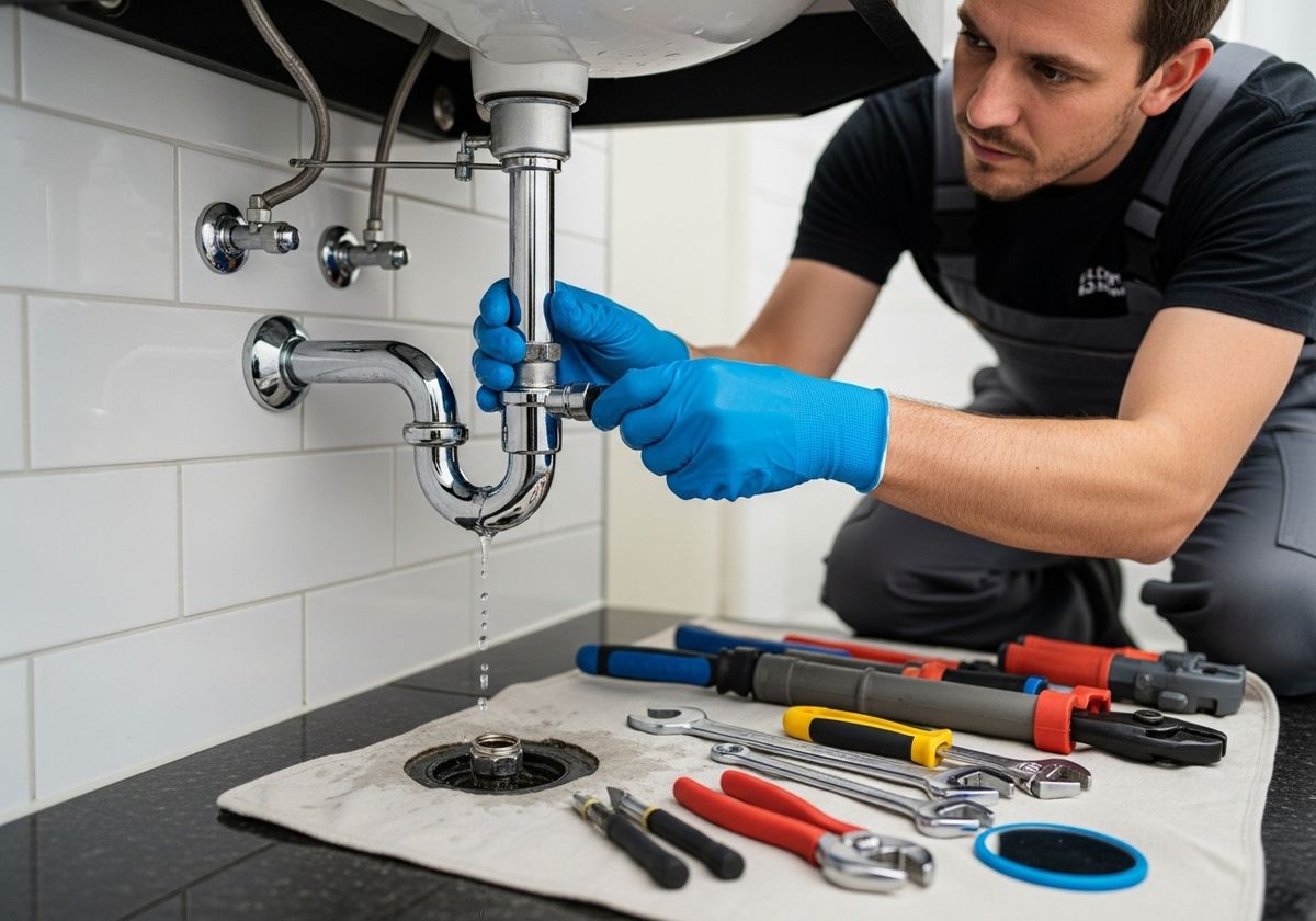 Plumber Fixing Sink