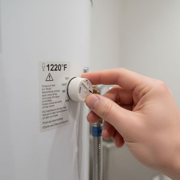 Water heater thermostat setting.