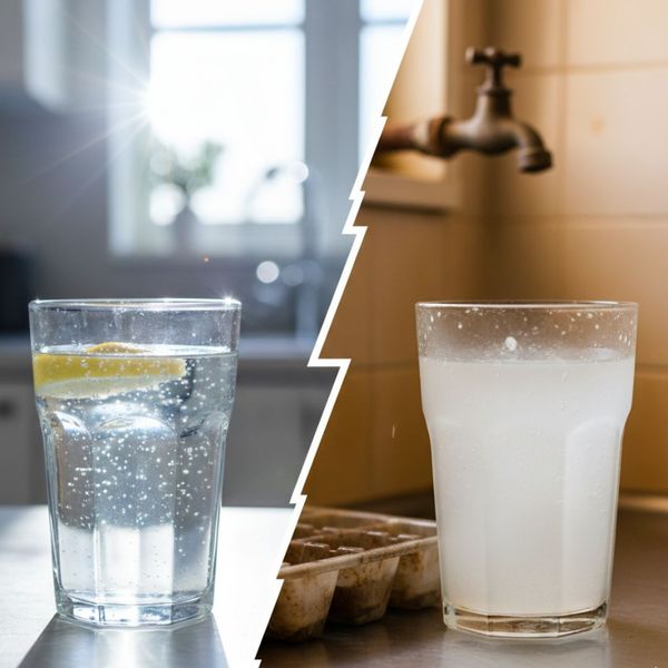 Water with v. without a water softener.