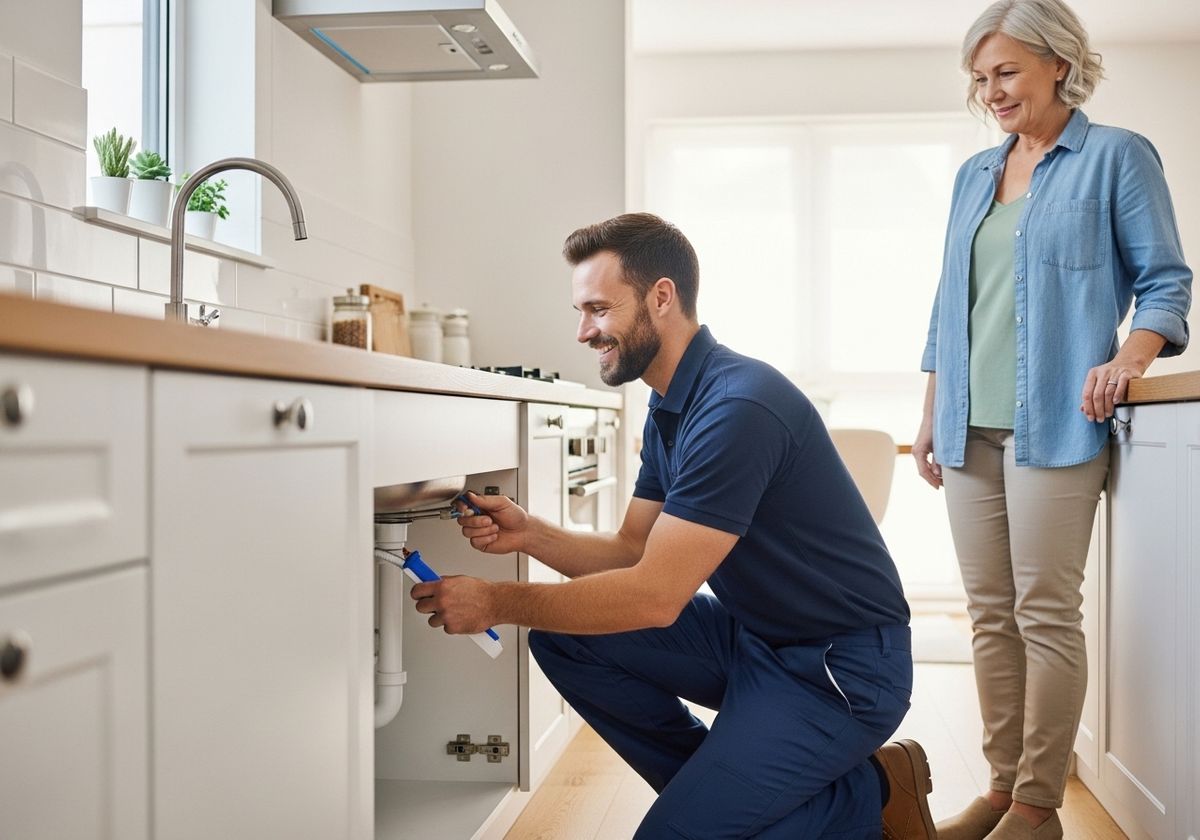 Plumber Repairing Sink for Homeowner
