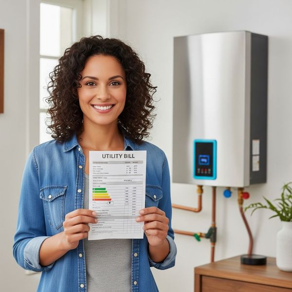 woman holding utllity bill