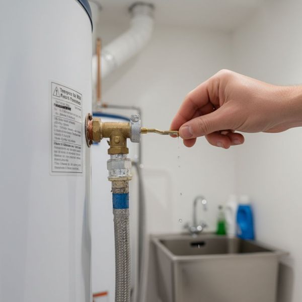 Water heater T&P valve.