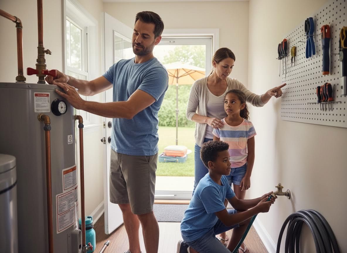 Family Engaged in Home Maintenance Tasks