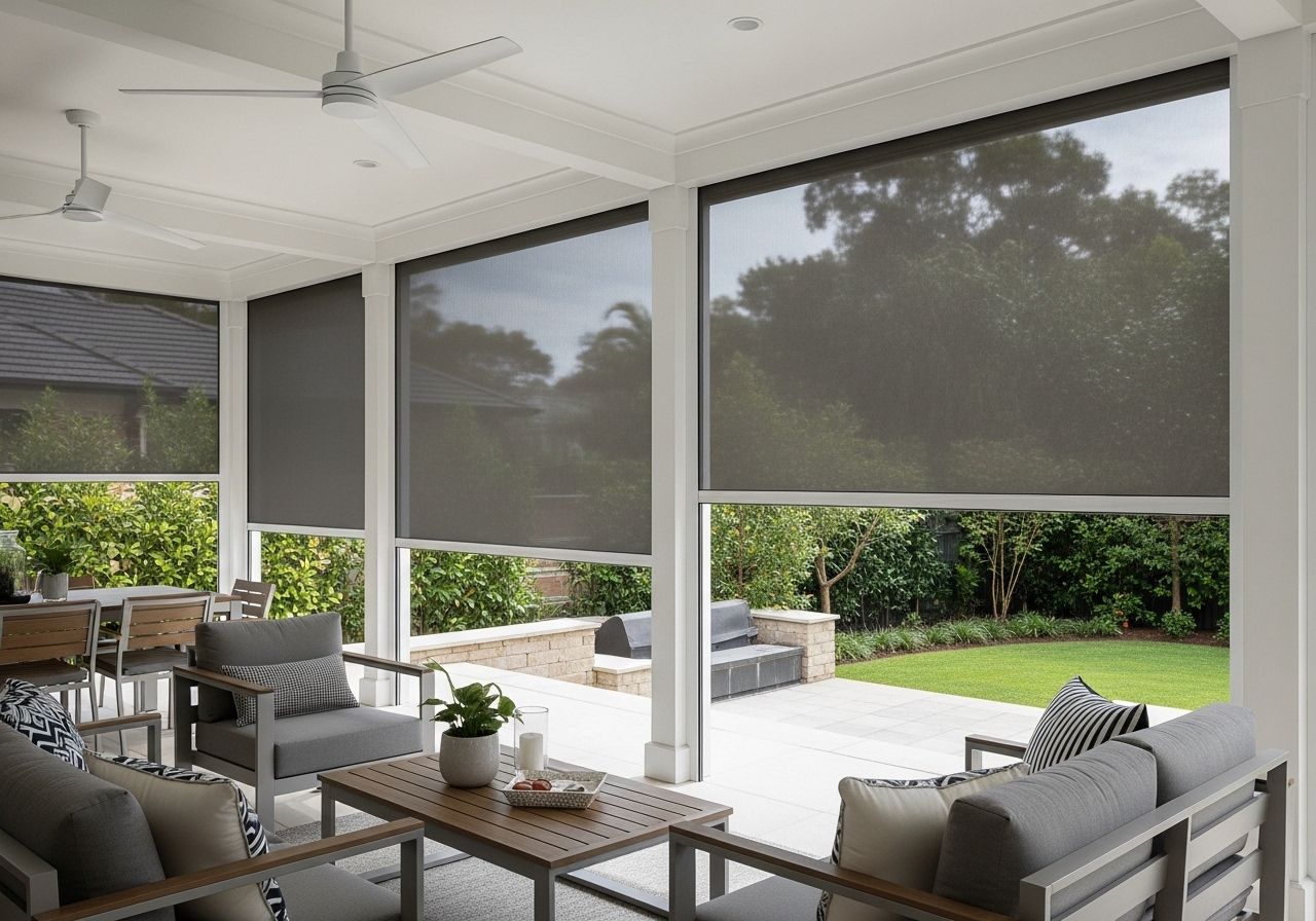 Outdoor patio with retractable screens