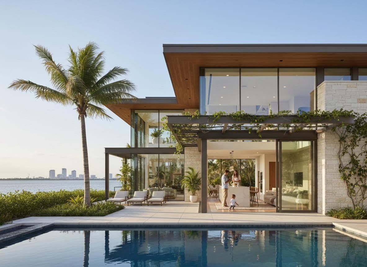 Luxury Modern Waterfront Home with Pool and Family