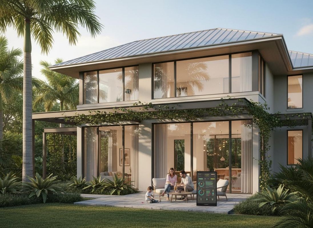 Modern Home Patio with Smart Display and Family