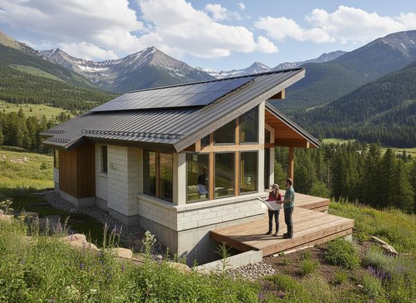 Modern Mountain Home with Solar Panels and Panoramic Views