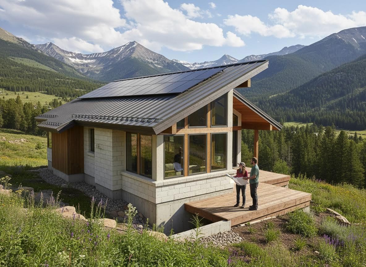 Modern Mountain Home with Solar Panels and Panoramic Views
