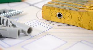 Architectural plans and ruler