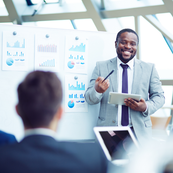 businessman giving presentation