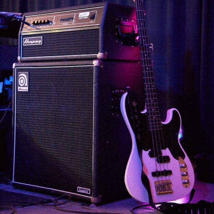 bass guitar and amp