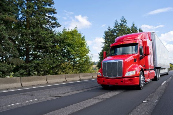 moving truck driving on road