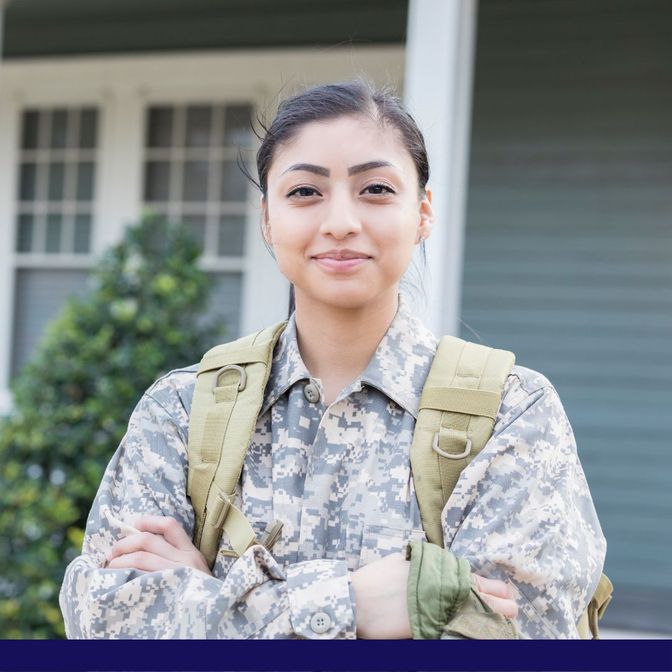 A proud military woman looking at camera