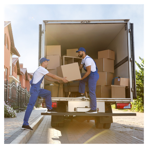 moving truck being loaded.