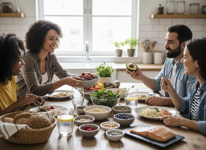 Friends Sharing a Healthy Meal Together