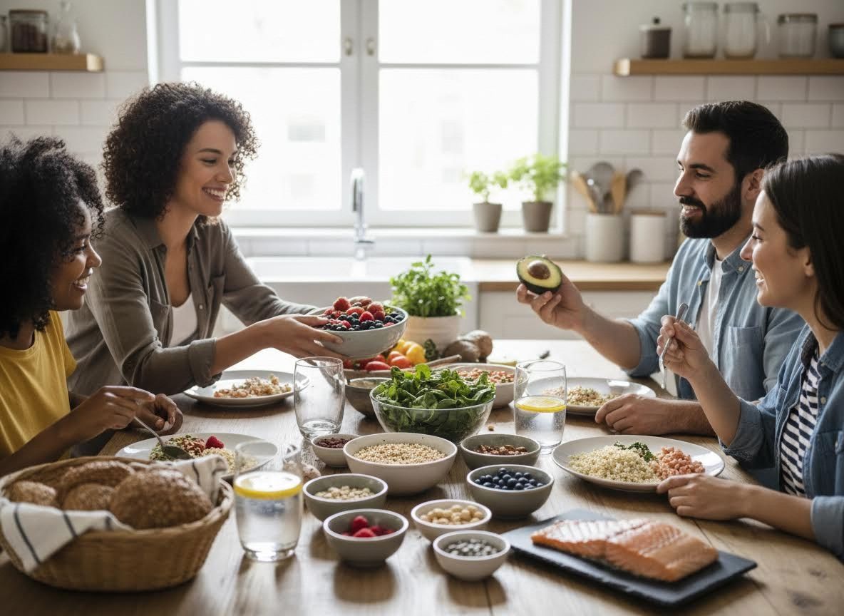 Friends Sharing a Healthy Meal Together
