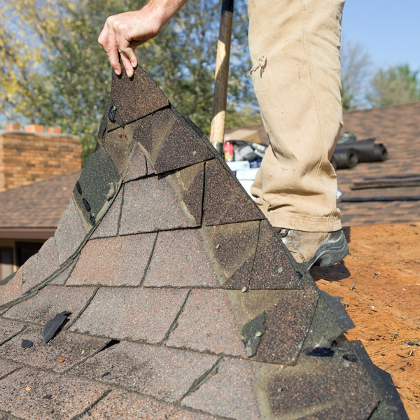 old section of roof shingles