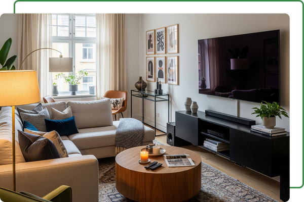 living room area of condo