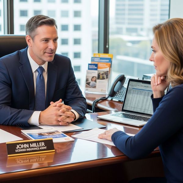A licensed insurance agent providing expert consultation to a client.