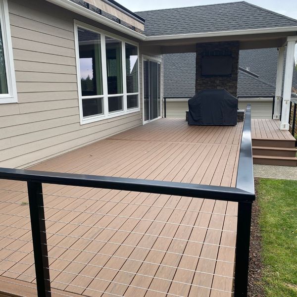 New wooden deck installation