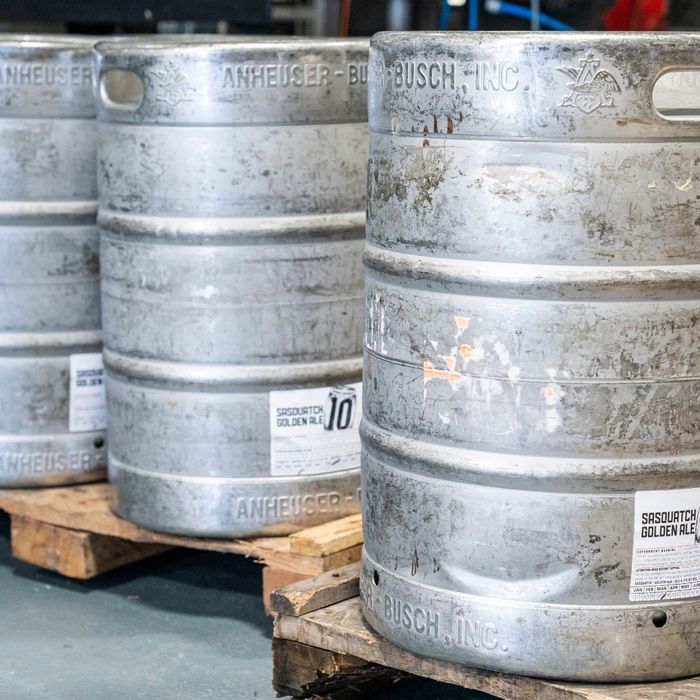 pallets with kegs on top of them