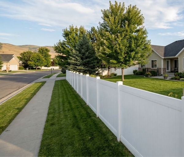 white vinyl fence
