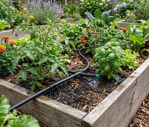 drip system in a garden