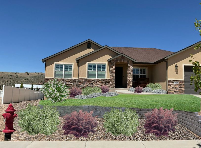 retiaing wall and plants in front yard