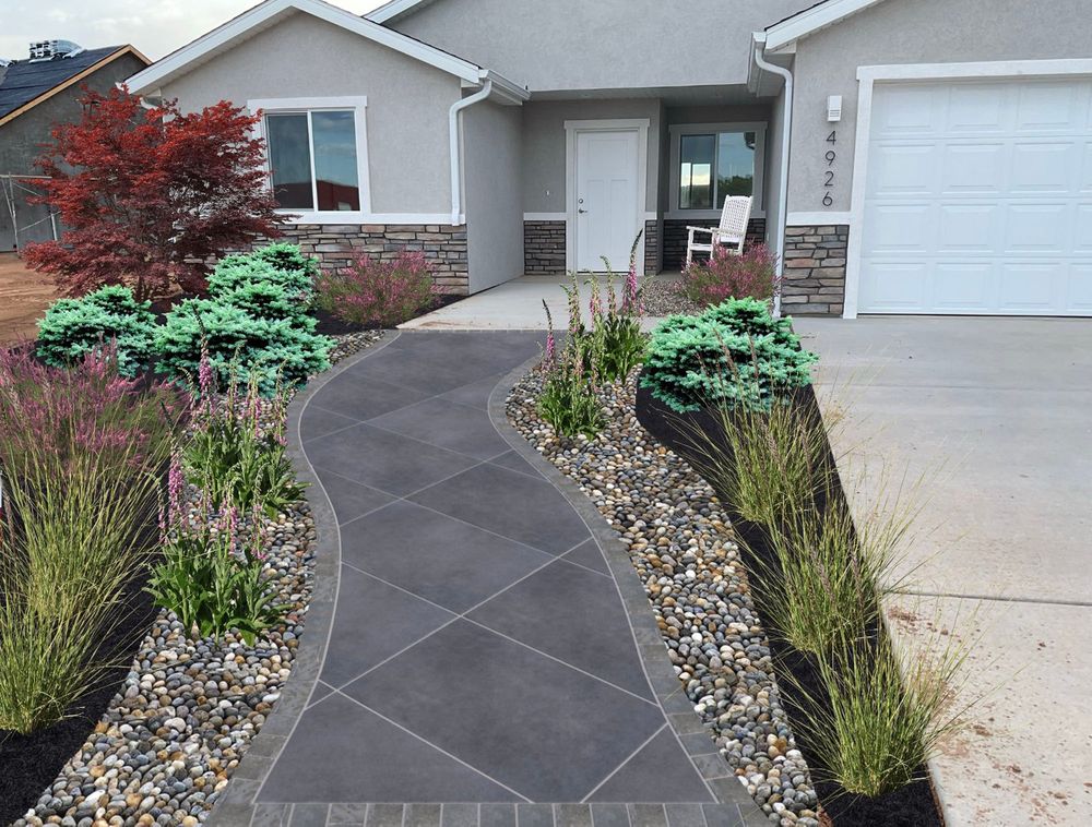 front yard xeriscaping mockup