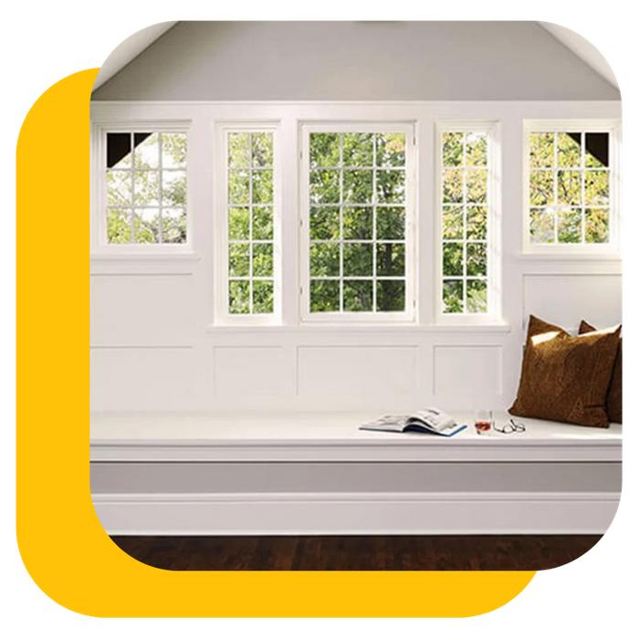 image of new windows over a bench in a home