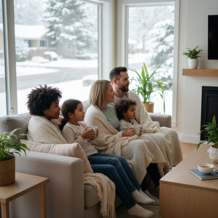 Architect studying blueprints next to a large window