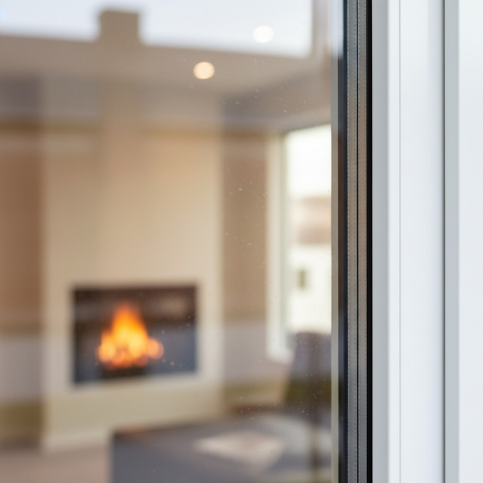 Close-up of modern window glass with light reflection Close-up of modern window glass with light reflection
