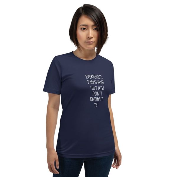 woman wearing everyone's pansexual t-shirt
