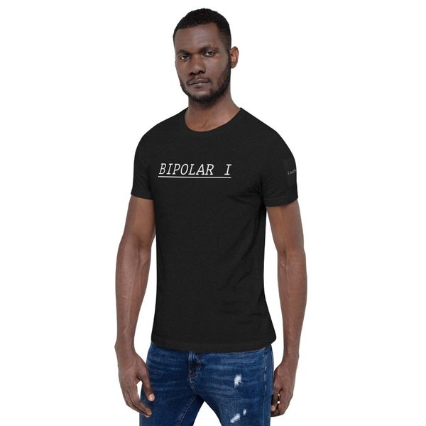 man wearing black bipolar 1 t-shirt