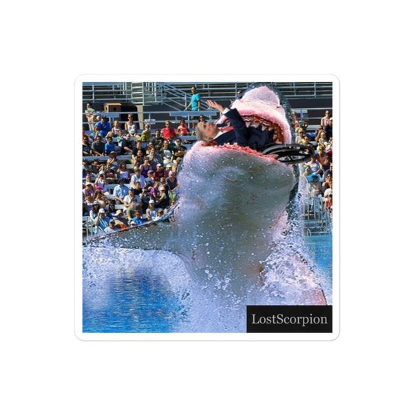 shark attacking governor sticker