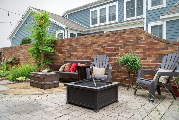 hardscaped patio area