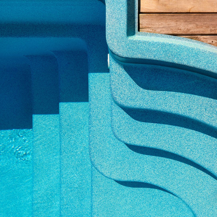 top view of swimming pool steps