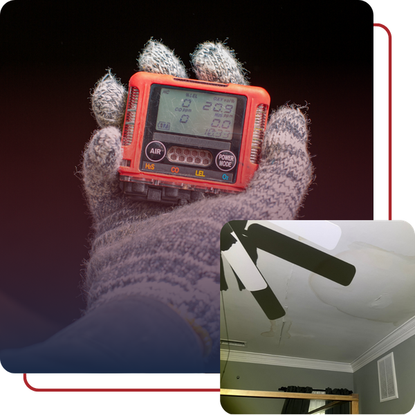 air testing device, water spot on ceiling