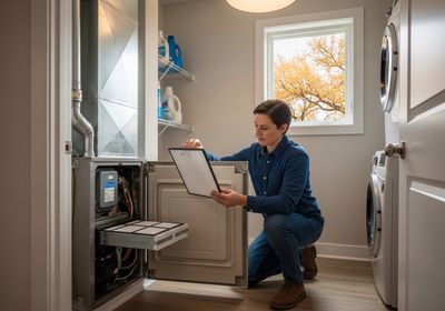 Woman Changing HVAC Filter