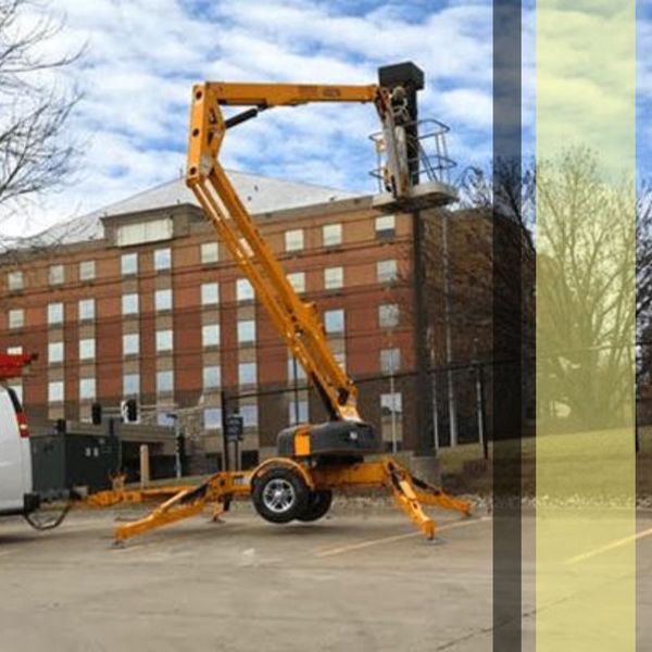 construction equipment in commercial parking lot